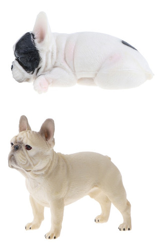 2x Figuras Animales Juguete De Perro Bulldog Francés