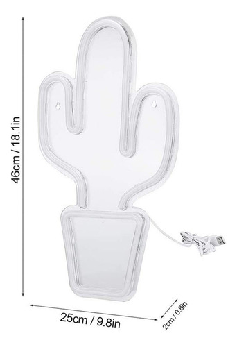 Señal De Neón De Cactus Luz De Neón Led Luz De Pared Usb