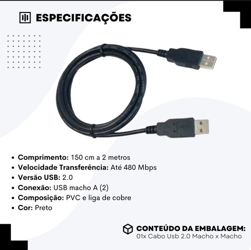 Cabo Usb 2.0 Feinier Am-am Usb-a Para Usb-b