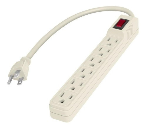 Multicontacto 16 Awg Doméstico 6 Entradas, Volteck Color Blanco