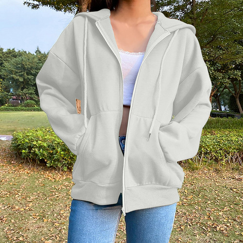 Sudadera De Felpa Con Capucha Lisa Para Mujer, Chamarra HoLG