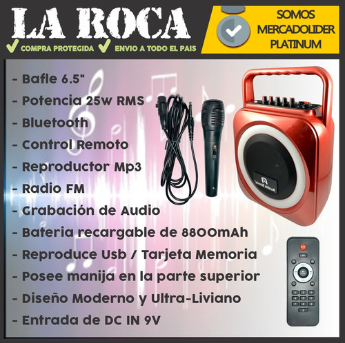 Parlante Bafle Bluetooth Para Karaoke Usb Bateria Radio