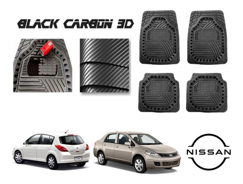 Tapetes Premium Black Carbon 3d Nissan Tiida Sedan 07 A 18
