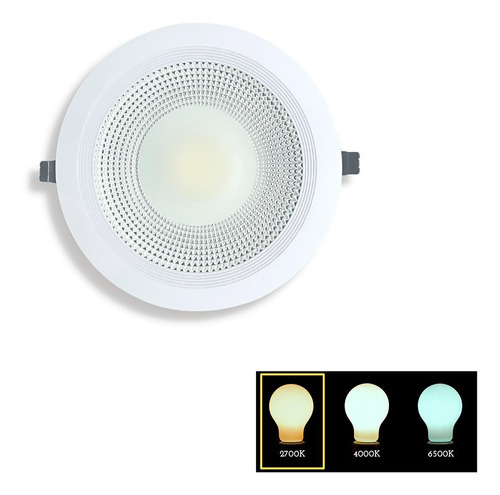 Luminária Cob De Embutir Spot Led Redonda 30w Branco Quente