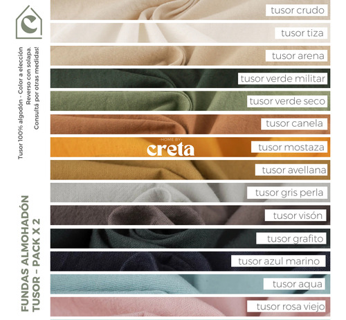 Pack X2 - Fundas Almohadon Tusor 50x70 (varios Colores) Mostaza Funda Tusor