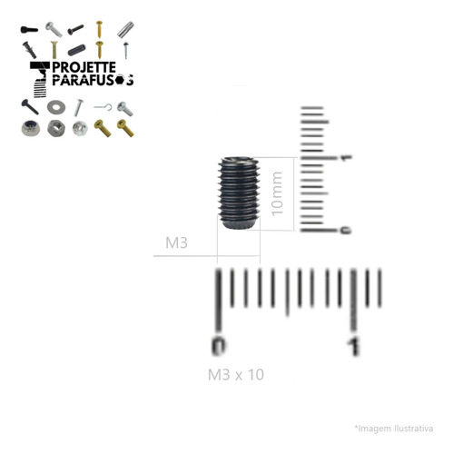 Parafuso Mosca M3 X 10mm (1cm) Pacote 5 Peças