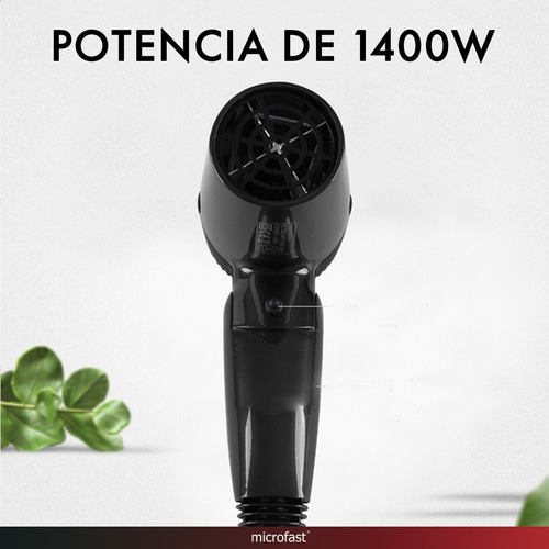 Imagen 5 de 9 de Mini Secador De Pelo 1400w Mango Plegable 220v 2 Velocidades