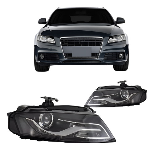 Par Farol Audi A4 09 A 12 Eletrico C/ Motor C/ Led S/ Xenon
