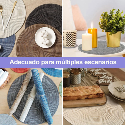 7 Manteles Individuales Redondos De Tejido De 15 Pulgadas,