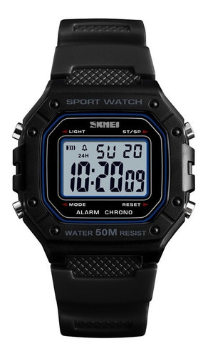 Relógio masculino Skmei 1496 Black Digital Submersível com Luz de Alarme