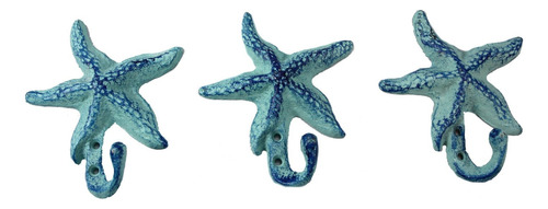 Starfish - Ganchos De Pared De Hierro Fundido Azul Antiguo,