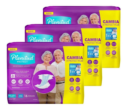 Imagen 3 de 3 de Plenitud Pañal Para Adultos Protect X 16 Pack X 3