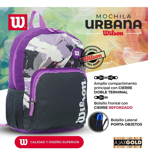 Imagen 5 de 10 de Mochila Wilson Mujer Porta Notebook Urbana Gym Deportes