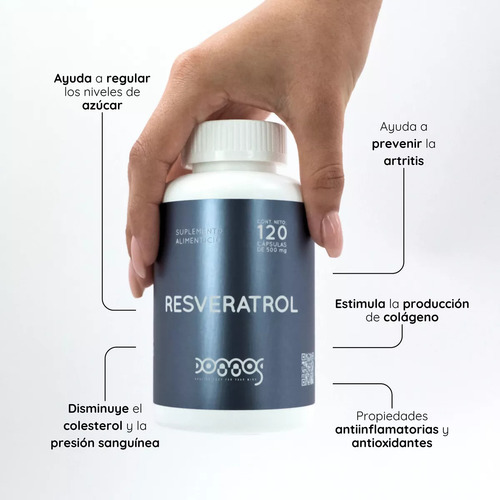 Resveratrol Reforzado 120 Cápsulas 500mg- Suplementos Domos Sin Sabor