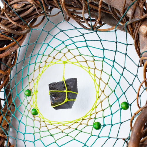 Atrapasueños Nature Rústico Madera Plumas Naturales Verde Collage De 3 Atrapasueños Verde Bosque