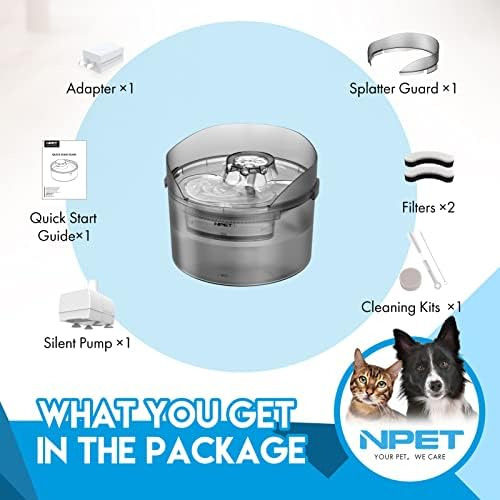 Npet Df30 Fuente De Agua Para Perros, 2 Dispensadores Automá