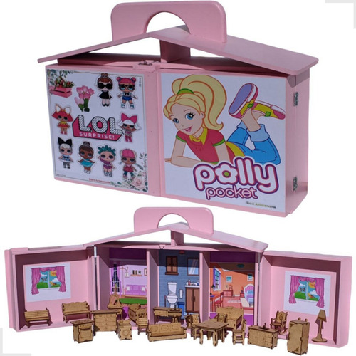 Casinha De Bonecas Brinquedos Meninas Lol Polly Mais Moveis 