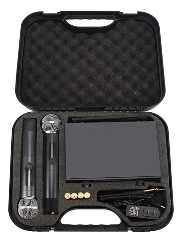 Gudeholo Sistema De Micrófono Inalámbrico Con Funda, Meta. Color 2 Canales (no Incluye Batería)