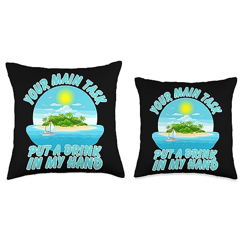 Holiday Beach Island Drinking Throw Pillow, 18x18, Mult...