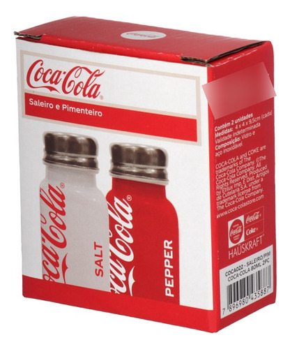 Kit Saleiro Pimenteiro Premium Vidro Sal Pimenta Coca Cola