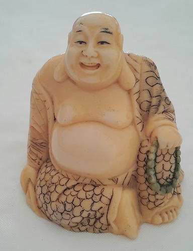 Antiguo Netsuke Buda En Noble Material Firmado (Usado)