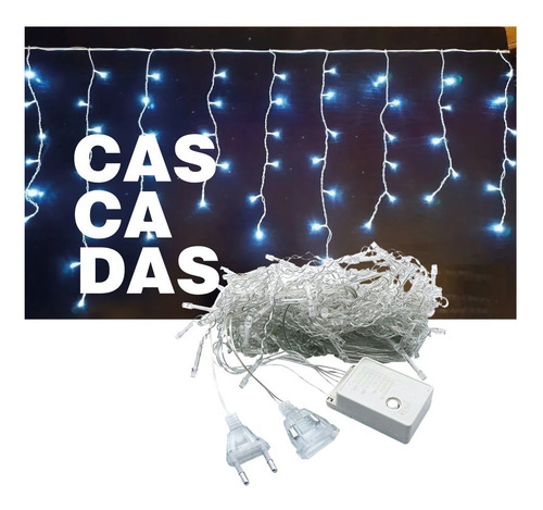 Imagen 1 de 10 de Cascada Color Blanca Led 2,30 / Con 160 Luces