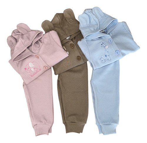 Conjunto Saquito Y Pantalón Bebes Niños Algodón Rosa Claro 3 (6-9 Meses)