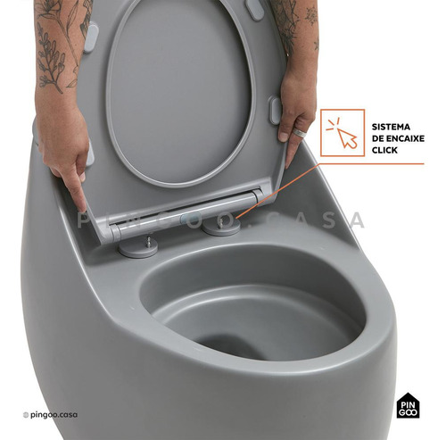 Inodoro monobloque Pingoo en acuarela. Casa, color gris mate, gris oscuro.