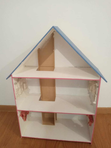 Casa De Muñecas Fibrofacil 3 Pisos Pintada Nueva