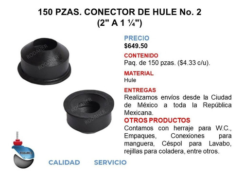 Conector Empaque Para Céspol No. 2 De Hule Paq. 150 Pzas.