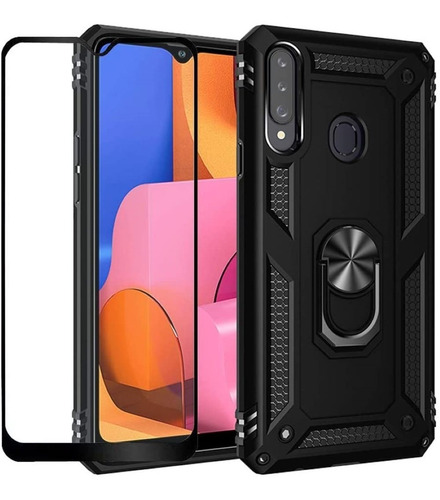 Funda Uso Rudo  Para Samsung  A20s  +cristal Templado 9d 21d