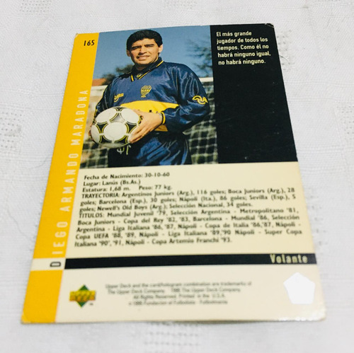 Figurita Maradona Boca Jrs Cards Upper Deck 1995 Maradona Figurita (Usado)