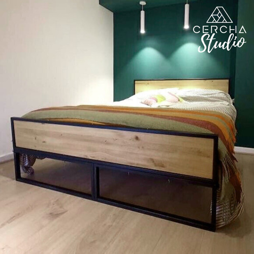 Cama 1 Plaza Ita Cercha Madera Reciclada Base Acero