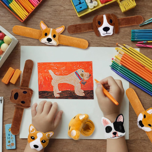 12 Pcs Pulseras De Bofetada De Animales De Perro De Peluche