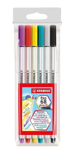 Estojo Caneta Pen Brush 68 Stabilo 06 Cores