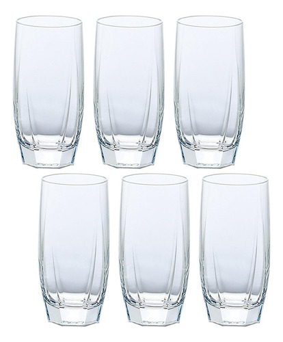 Set X6 Vaso Alto Boral P/ Agua Refresco Jugo En Vidrio 370ml