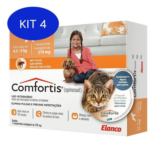 Kit 4 Comfortis Anti-pulgas 4,5 A 9kg 1 Comprimido