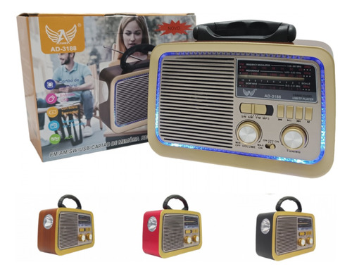 Rádio Portátil Bluetooth Recarregável Eletrico Retro Am/fm