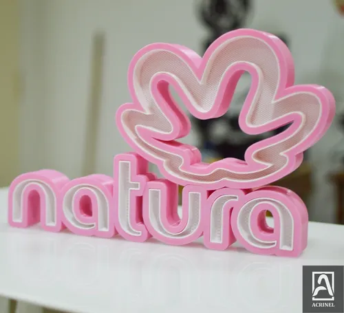 Cartel 3d, 2 Colores Logo Natura 50x30cm Decorativo