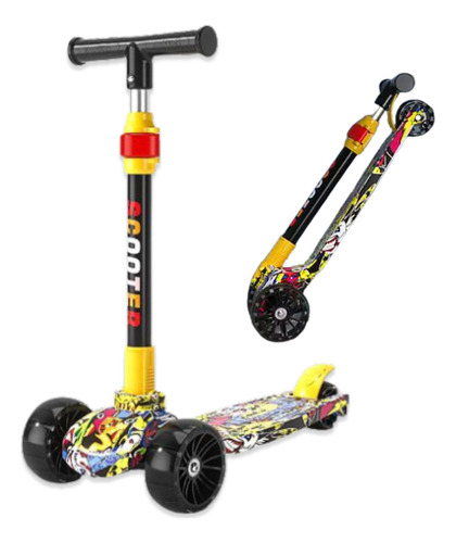 Patinete Scooter De 3 Rodas Com Luz Led Dobrável