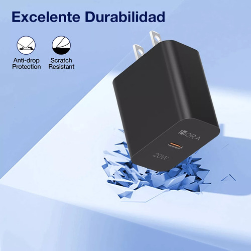 Cargador De Pared Salida Usb Tipo C Carga Rápida 20w Turbo
