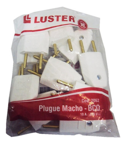 Pino Macho 2 Polos Luster 10a Branco 2062 - Kit C/10