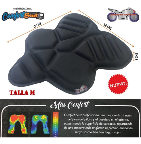 Imagen 2 de 8 de Cojin Moto Kit 2 Piezas Comodo Practico Ajustable Universal