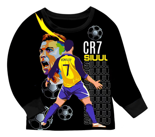 Pijama Suave De Manga Larga Con Estampado Cr7 Para Niños