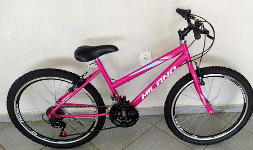 BICICLETA MOUNTAIN BIKE ARO 24 FEMININA - ROSA