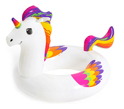 Flotador de piscina inflable abierto con forma de unicornio para niños