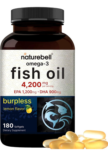 Fish Oil Omega 3 4200 Mg Aceite De Pescado 180 Softgels 