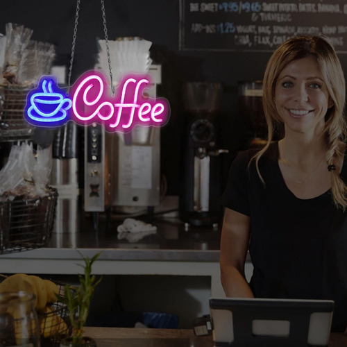 Letrero De Café Led Neón Luminoso Led Anuncio Decoración Luz