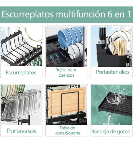Escurridor De Loza Secaplatos 2 Niveles Negro