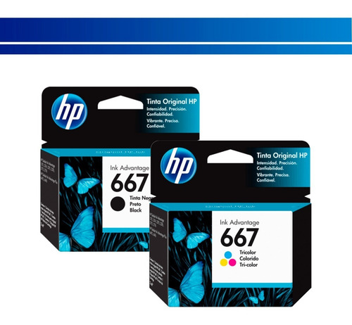 Combo 2 Cartuchos Hp 667 Tinta Original Negro + Color